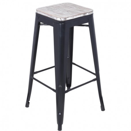 Comprar Taburete Metal Madera Negro 30X77 Cm  Importacion 208043 al Mejor Precio