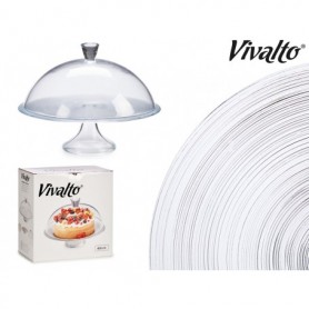 Comprar Tartera Con Pie Y Tapa Vidrio 33 Cm  Vivalto 20449 al Mejor Precio