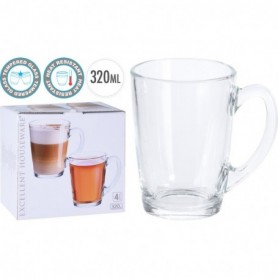 Comprar Tazas Mug Vidrio 320Ml 4 Piezas Estuche 4 Excellent 20326 al Mejor Precio