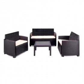 Comprar Tresillo Arena Antracita 4 Piezas 8 Cojines Conjunto Progarden 206548 al Mejor Precio