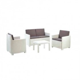 Comprar Tresillo Arena Blanco 4 Piezas 8 Cojines Conjunto Progarden 206591 al Mejor Precio