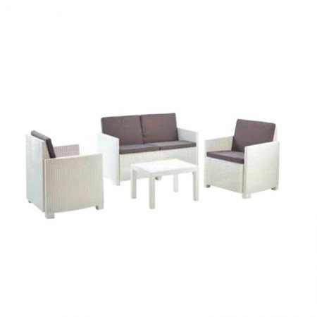 Comprar Tresillo Arena Blanco 4 Piezas 8 Cojines Conjunto Progarden 206591 al Mejor Precio
