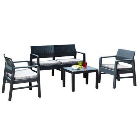 Comprar Tresillo Kilimanjaro Antracita + Cojines Conjunto Progarden 206549 al Mejor Precio