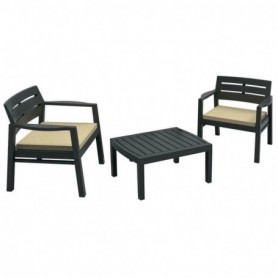 Comprar Tresillo Lombok Cojines Antracita 3 Piezas Conjunto Progarden 206550 al Mejor Precio
