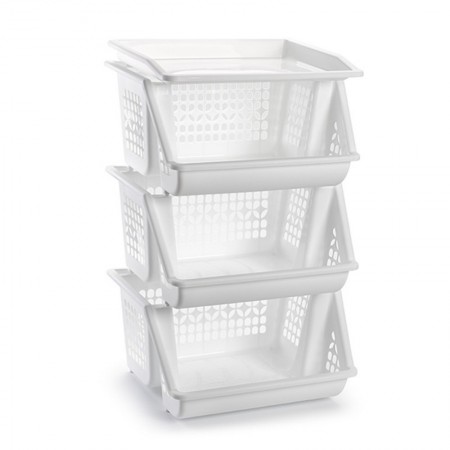 Comprar Verdulero Apilable 3 Pisos Blanco  Plasticforte 35067 al Mejor Precio