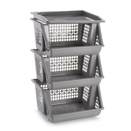 Comprar Verdulero Apilable 3 Pisos Gris  Plasticforte 35068 al Mejor Precio
