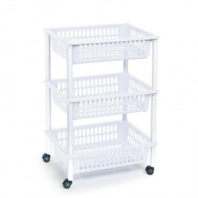 Comprar Verdulero Con Ruedas 3 Pisos Blanco  Plasticforte 35069 al Mejor Precio