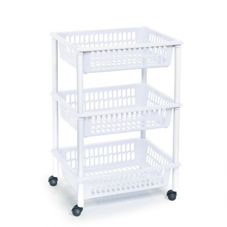 Comprar Verdulero Con Ruedas 3 Pisos Blanco  Plasticforte 35069 al Mejor Precio