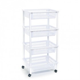 Comprar Verdulero Con Ruedas 4 Pisos Blanco   Plasticforte 35071 al Mejor Precio