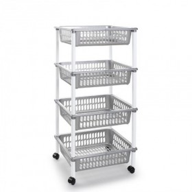Comprar Verdulero Con Ruedas 4 Pisos Plata  Plasticforte 35072 al Mejor Precio