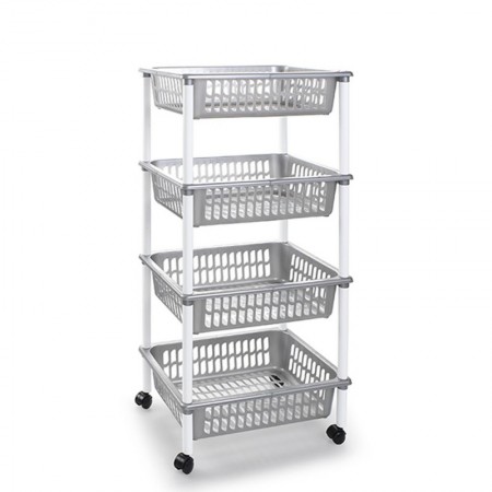Comprar Verdulero Con Ruedas 4 Pisos Plata  Plasticforte 35072 al Mejor Precio