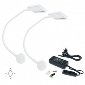 Comprar Aplique LED Kuma cuadrado brazo flexible sensor táctil 2 USB Luz blanca natural Plástico Blanco 2 ud. al Mejor Precio