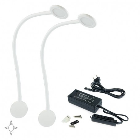 Comprar Aplique LED Kuma redondo brazo flexible sensor táctil 2 USB Luz blanca natural Plástico Blanco 2 ud. al Mejor Precio