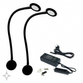 Comprar Aplique LED Kuma redondo brazo flexible sensor táctil 2 USB Luz blanca natural Plástico Negro 2 ud. al Mejor Precio