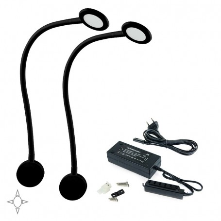 Comprar Aplique LED Kuma redondo brazo flexible sensor táctil 2 USB Luz blanca natural Plástico Negro 2 ud. al Mejor Precio