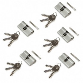 Comprar Cilindro cerradura pera para puertas 30 x 30 mm embrague simple leva larga con 5 llaves aluminio níquel satinado 5 sets.