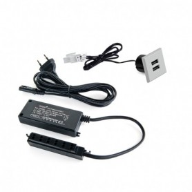 Comprar conector cuadrado para encastrar en el mueble 2 entradas USB 37 mm Plástico Gris metalizado al Mejor Precio