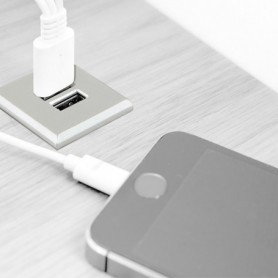 Comprar Conector cuadrado para encastrar en el mueble 2 USB 37 mm Plástico Negro al Mejor Precio