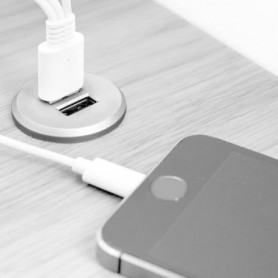 Comprar Conector redondo para encastrar en el mueble 2 entradas USB D. 37 mm Plástico Negro al Mejor Precio