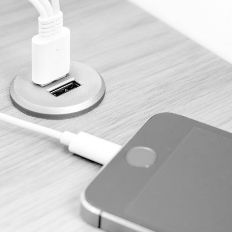 Comprar Conector redondo para encastrar en el mueble 2 entradas USB D. 37 mm Plástico Negro al Mejor Precio