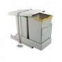 Comprar Contenedor de reciclaje de fijación inferior y extracción automática con 2 vasos de 14 litros Plástico gris al Mejor Pre