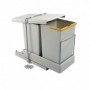 Comprar Contenedor de reciclaje de fijación inferior y extracción automática con 2 vasos de 14 litros Plástico gris al Mejor Pre