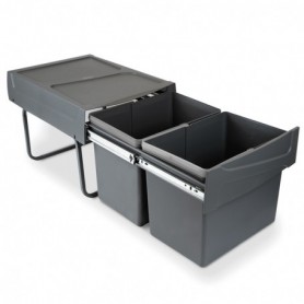Comprar Contenedores de reciclaje para cocina 2 x 15 L fijación inferior y extracción manual. Plástico gris antracita al Mejor P
