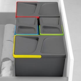 Comprar Contenedores de reciclaje 12 L + 12 L + 6L + 6 L módulo 900 mm Plástico Gris antracita 4 ud. + Base al Mejor Precio