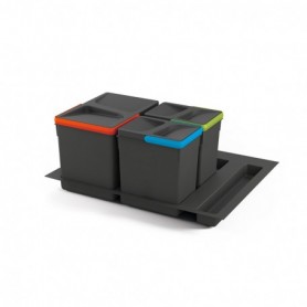 Comprar Contenedores de reciclaje 12 L + 6L + 6L módulo 600 mm Plástico Gris antracita 3 ud. + Base al Mejor Precio