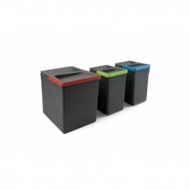 Comprar Contenedores para cajón cocina Recycle Altura 266 1x15 + 2x7 Plástico gris antracita Plástico al Mejor Precio