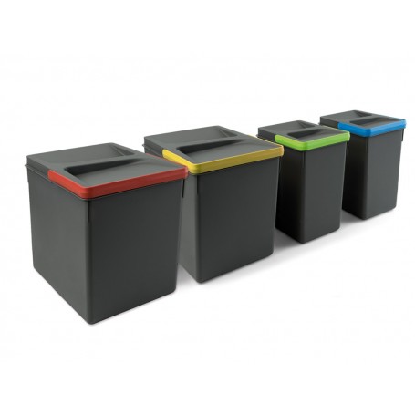 Comprar Contenedores para cajón cocina Recycle Altura 266 2x15 + 2x7 Plástico gris antracita Plástico al Mejor Precio