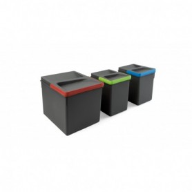 Comprar Contenedores para cajón de cocina Recycle Altura 216 1x12 + 2x6 Plástico gris antracita Plástico al Mejor Precio
