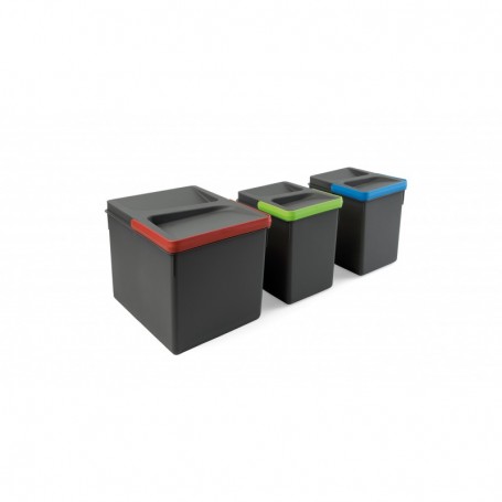 Comprar Contenedores para cajón de cocina Recycle Altura 216 1x12 + 2x6 Plástico gris antracita Plástico al Mejor Precio