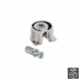 Comprar Enganches para fijación estantes D. 20 mm 125 mm + Pernos D.6mm 8 mm Zamak y Acero Niquelado 20 ud. al Mejor Precio
