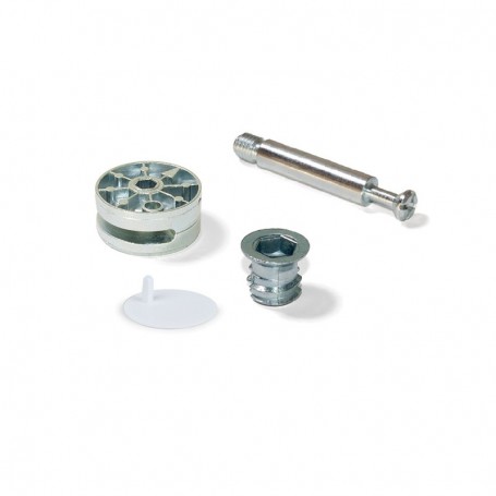 Comprar Excéntrica + perno y tuerca M8 D. 35 mm tablero 20 mm Zamak y Acero Blanco 10 ud. al Mejor Precio