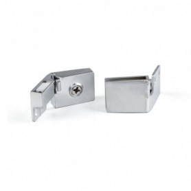 Comprar Juego de bisagras para puerta de cristal canto interior 4-5 mm espesor Zamak Cromado mate al Mejor Precio