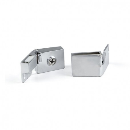 Comprar Juego de bisagras para puerta de cristal canto interior 4-5 mm espesor Zamak Cromado mate al Mejor Precio