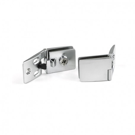 Comprar Juego de bisagras para puerta de cristal central 4-5 mm espesor Zamak Cromado mate al Mejor Precio
