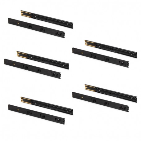 Comprar Juego de guías para cajones de bolas 45 x 400 mm extracción total cierre suave Negro 5 ud. al Mejor Precio