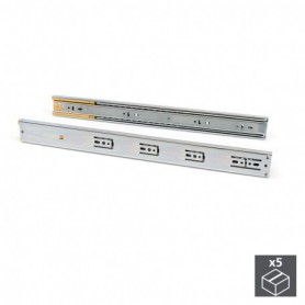 Comprar Juego de guías para cajones de bolas 45 x 600 mm extracción total cierre suave Cincado 5 ud. al Mejor Precio