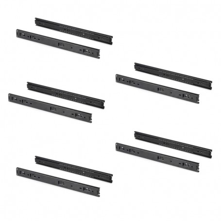 Comprar Juego de guías para cajones de bolas 45x 500 mm extracción total Negro 5 ud. al Mejor Precio