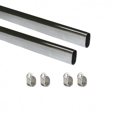 Comprar Kit de barra para armario 30x15 mm acero 075 m Cromado Acero y Zamak al Mejor Precio