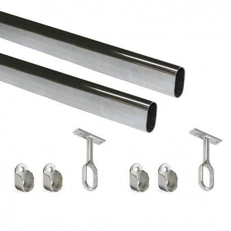 Comprar Kit de barra para armario 30x15 mm acero 115 m Cromado Acero y Zamak al Mejor Precio