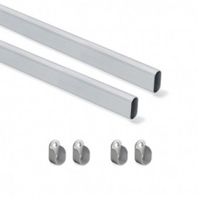 Comprar Kit de barra para armario 30x15 mm aluminio 0 95 m Anodizado mate Aluminio y Zamak al Mejor Precio