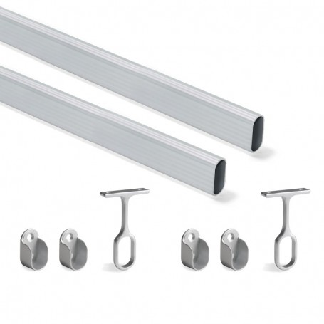 Comprar Kit de barra para armario 30x15 mm aluminio 115 m Anodizado mate Aluminio y Zamak al Mejor Precio