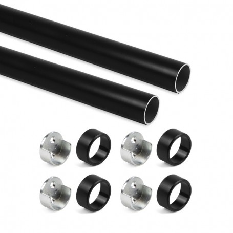 Comprar Kit de barra para armario redonda Ø28 075 m Pintado negro Aluminio y Zamak al Mejor Precio