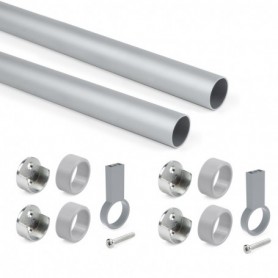 Comprar Kit de barra para armario redonda Ø28 115 m Anodizado mate Aluminio y Zamak al Mejor Precio
