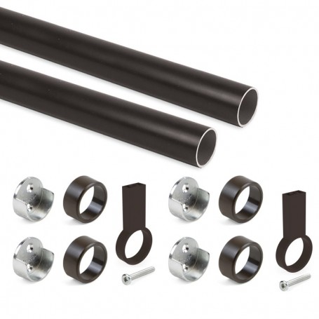 Comprar Kit de barra para armario redonda Ø28 115 m Pintado moka Aluminio y Zamak al Mejor Precio