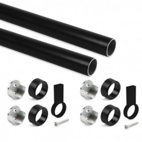 Comprar Kit de barra para armario redonda Ø28 115 m Pintado negro Aluminio y Zamak al Mejor Precio