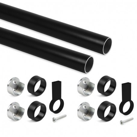 Comprar Kit de barra para armario redonda Ø28 115 m Pintado negro Aluminio y Zamak al Mejor Precio